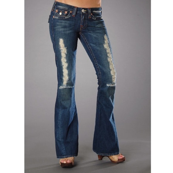 True Religion Denim - True Religion Joey Destroyed Flare Jeans